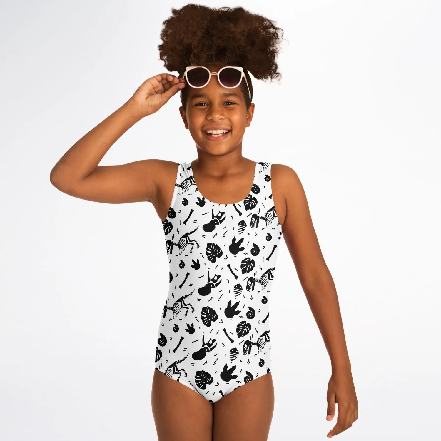 Youth One Piece Dinosaur Fossil Swimsuit - FREE SHIPPING