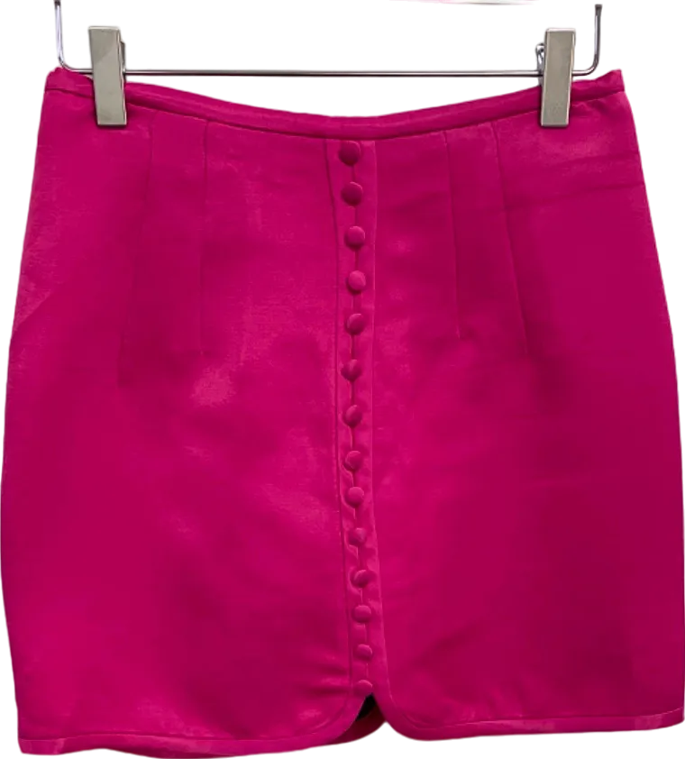 Zara Pink Button front Mini skirt UK XS
