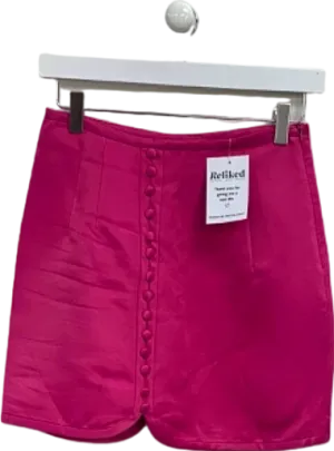 Zara Pink Button front Mini skirt UK XS