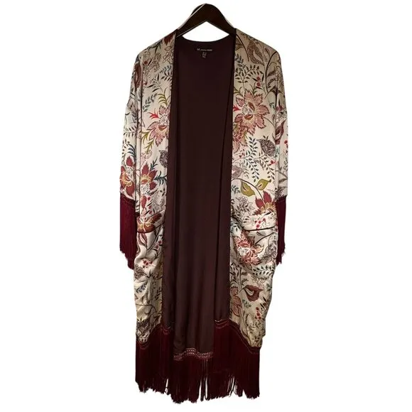 ZARA WOMAN BOHO FRINGE KIMONO, SIZE L/XL  Moroccan Lined TRF Outerwear