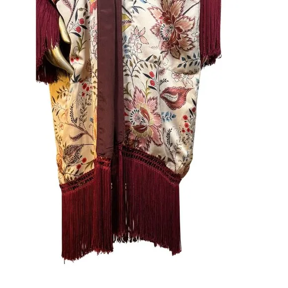 ZARA WOMAN BOHO FRINGE KIMONO, SIZE L/XL  Moroccan Lined TRF Outerwear