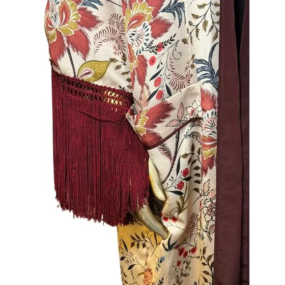 ZARA WOMAN BOHO FRINGE KIMONO, SIZE L/XL  Moroccan Lined TRF Outerwear