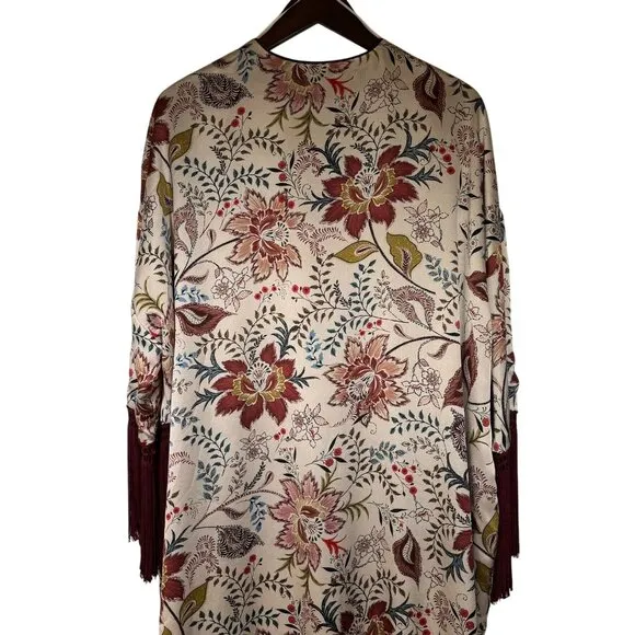 ZARA WOMAN BOHO FRINGE KIMONO, SIZE L/XL  Moroccan Lined TRF Outerwear