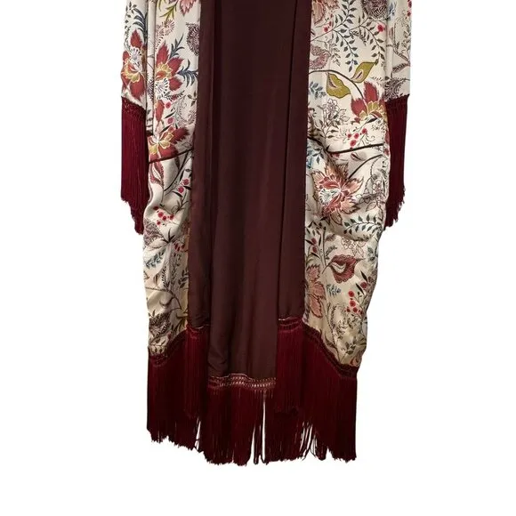 ZARA WOMAN BOHO FRINGE KIMONO, SIZE L/XL  Moroccan Lined TRF Outerwear