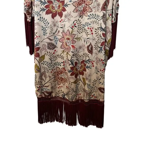 ZARA WOMAN BOHO FRINGE KIMONO, SIZE L/XL  Moroccan Lined TRF Outerwear