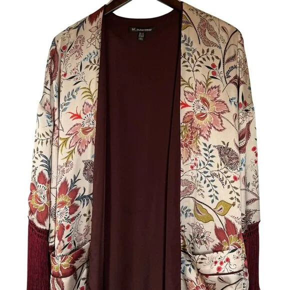 ZARA WOMAN BOHO FRINGE KIMONO, SIZE L/XL  Moroccan Lined TRF Outerwear