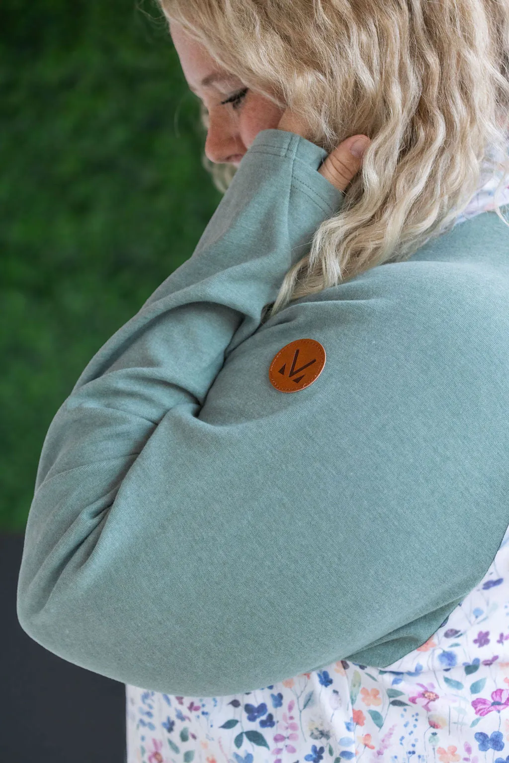 Zoey Zip Cowl Sweatshirt - Sage and Floral Paradise